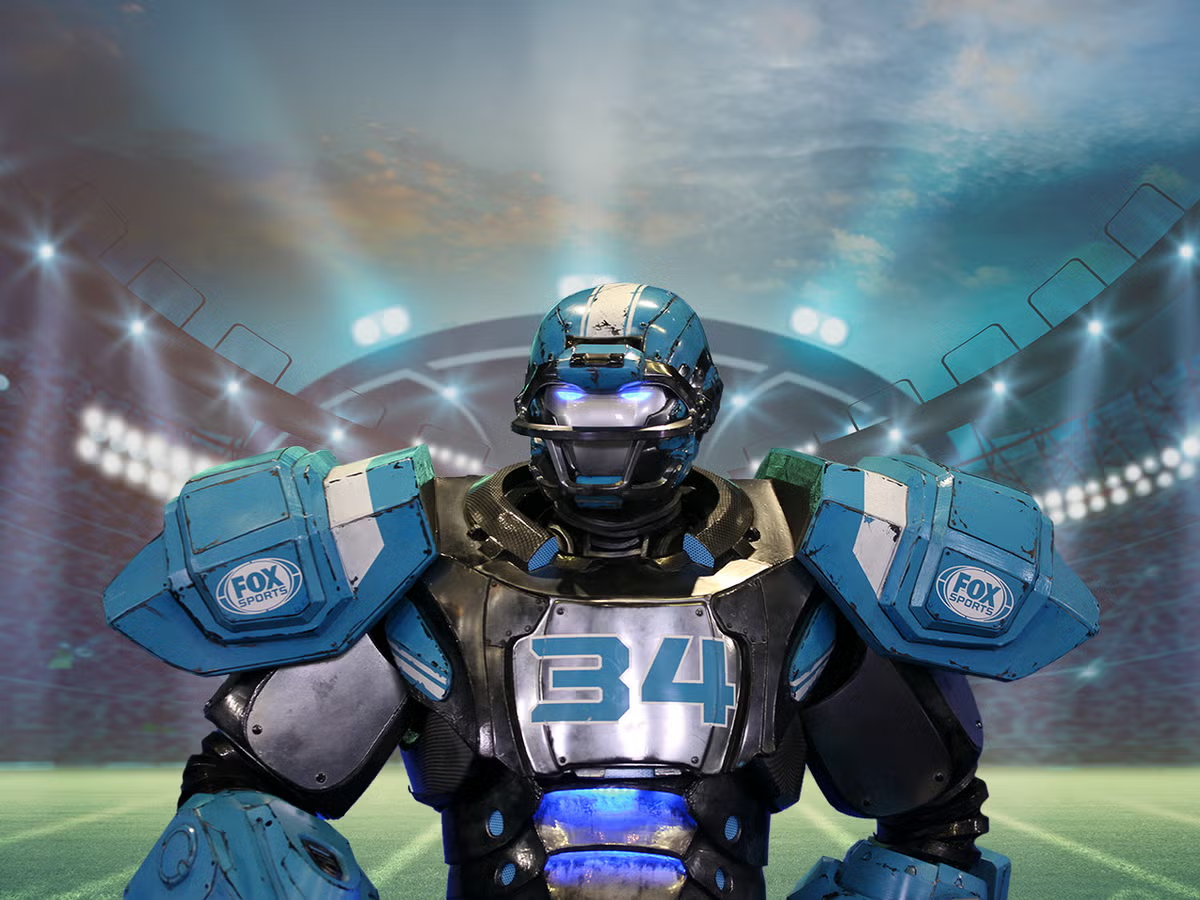 Cleatus football robot mascot in a stadium